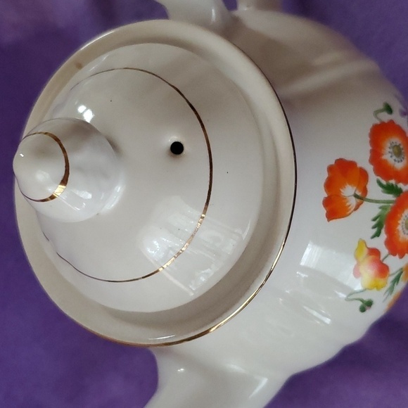 Vintage Festival Stoneware Gres Floral China Teapot-Gold Trimmed - Picture 4 of 10